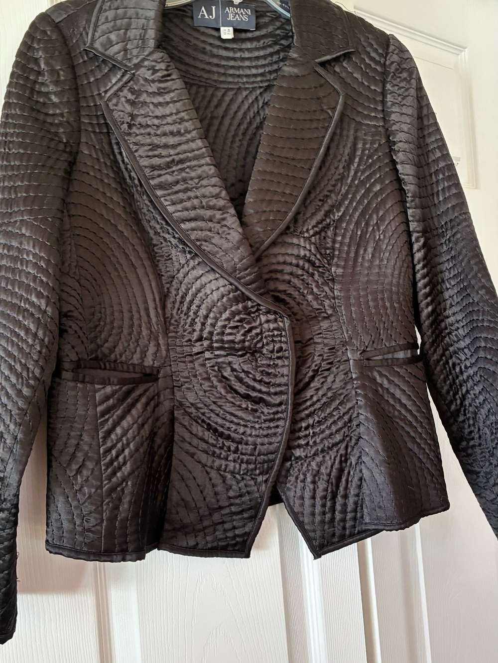 Armani Jeans Quilted Black Circular-Stitch Blazer